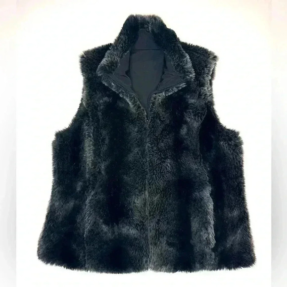 KRISTEN BLAKE Women’s REVERSIBLE SOFT WARM FAUX FUR HOODED VEST Size- Large - Picture 7 of 12